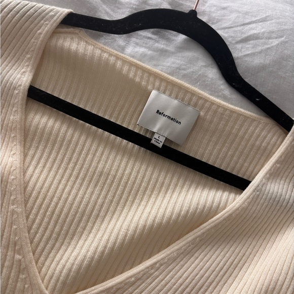 Reformation Cream Ribbed Knit Top - Picture 2 of 5